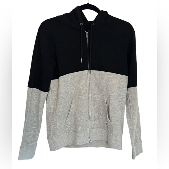 Volcom Boys' Two-Tone Hoodie Gray/Black Full Zip Hoodie Jacket Size Small - Picture 1 of 5